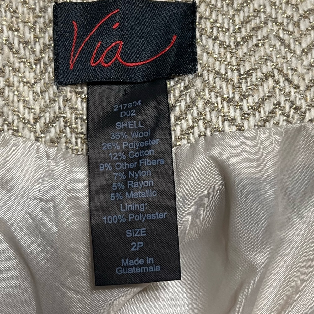 Via Spiga Beige Herringbone Pea Coat - Picture 5 of 5